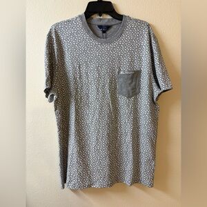 Ben Sherman Mens Gray W White Floral Print Short Sleeve Pocket T Shirt Size L